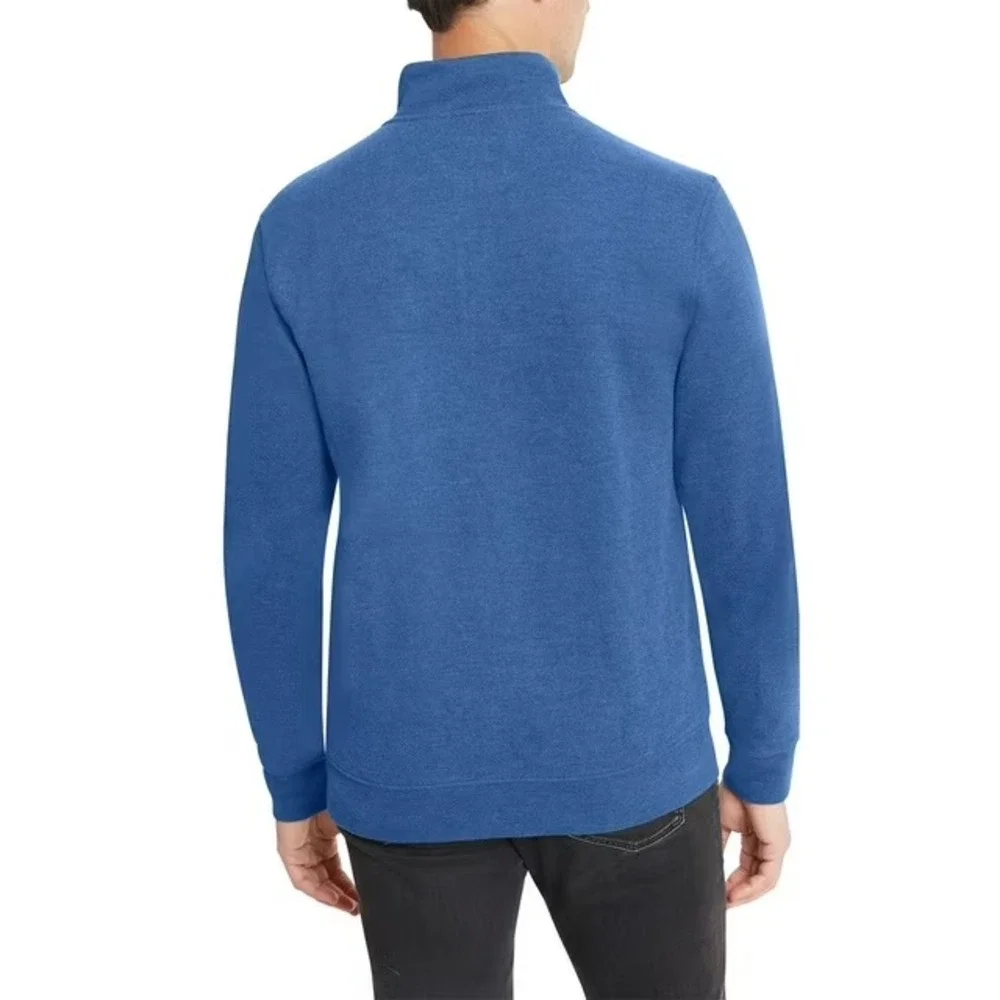 Lands' End Mens Ribbed Quarter Zip Pullover Sweater Blue XXL NWT